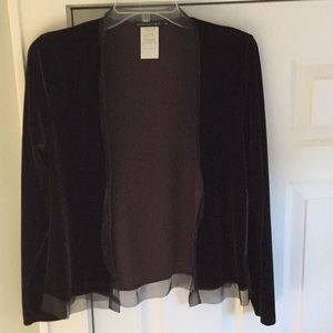 Gorgeous brown velvet top with tulle trim.